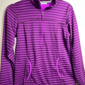 Columbia Purple Striped Quarter Zip Pullover Sz S